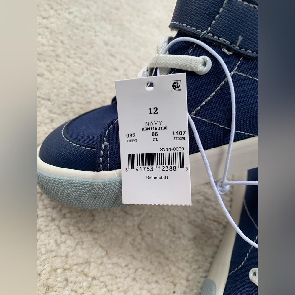 See Kai Run NWT Toddler Size 12 Belmont IIl Navy High Top Sneakers - Picture 6 of 7